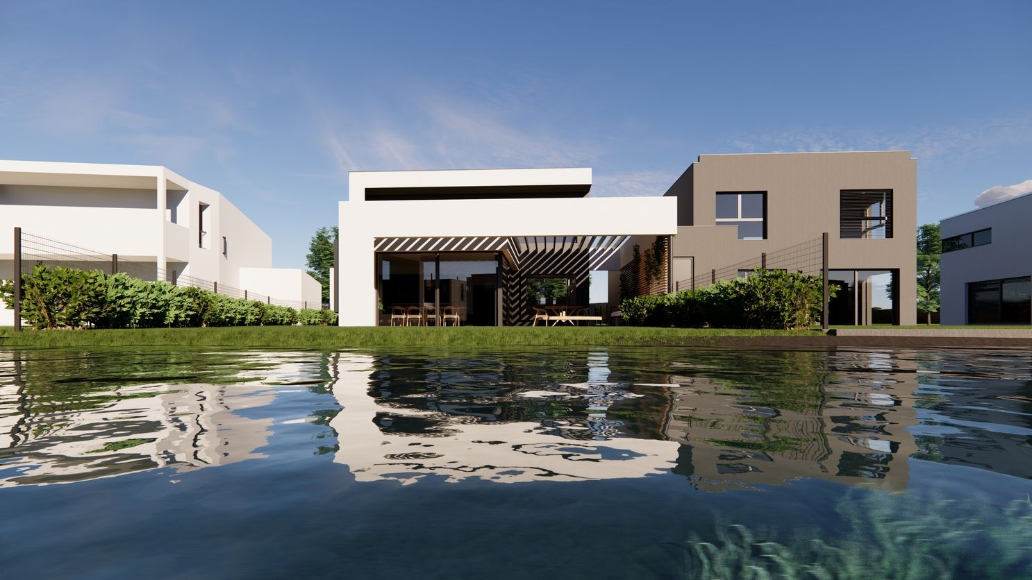 Modernes Einfamilienhaus mit Pool und großer Glasfront