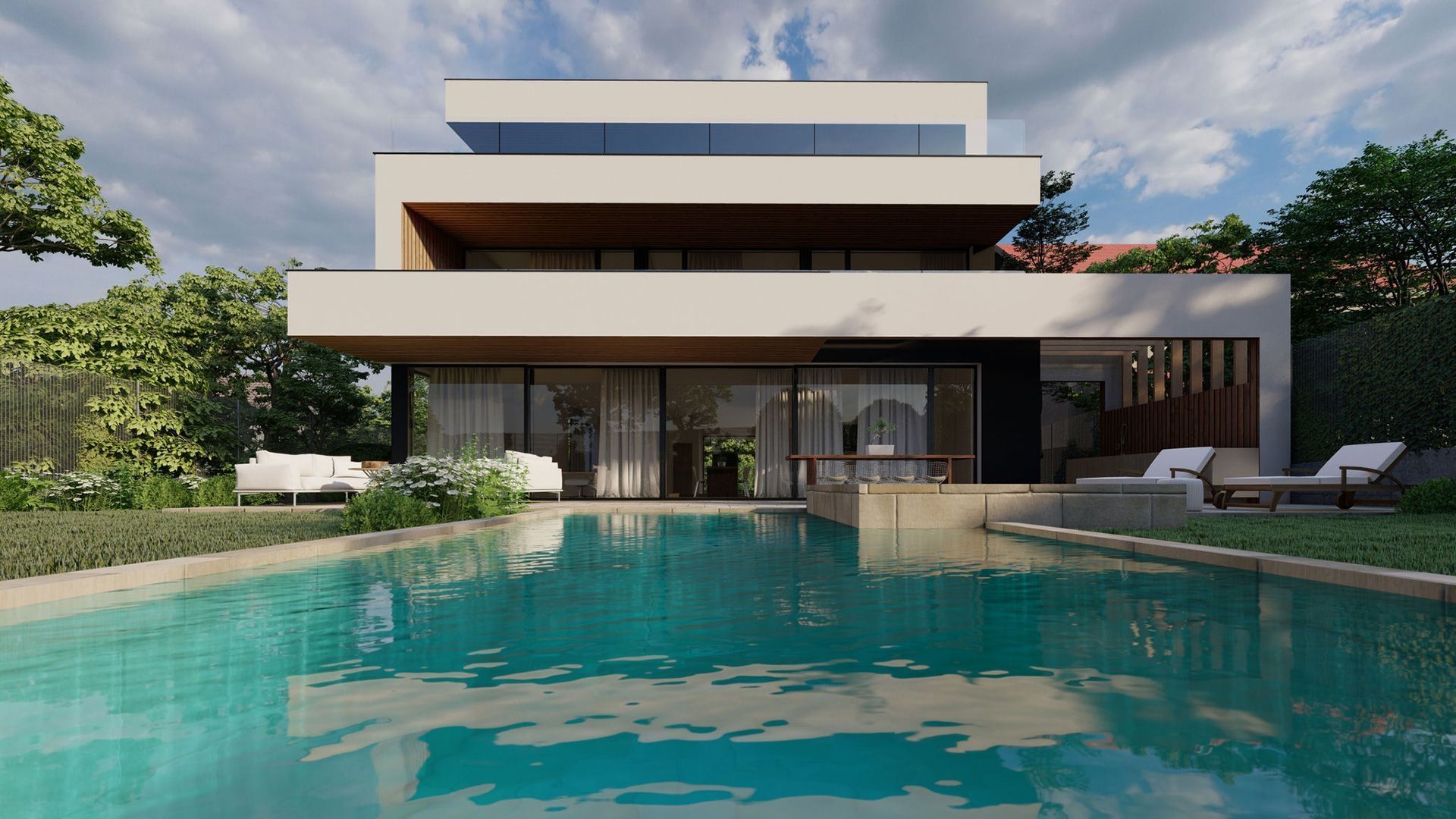 Moderne Villa mit Pool und großzügiger Glasfassade