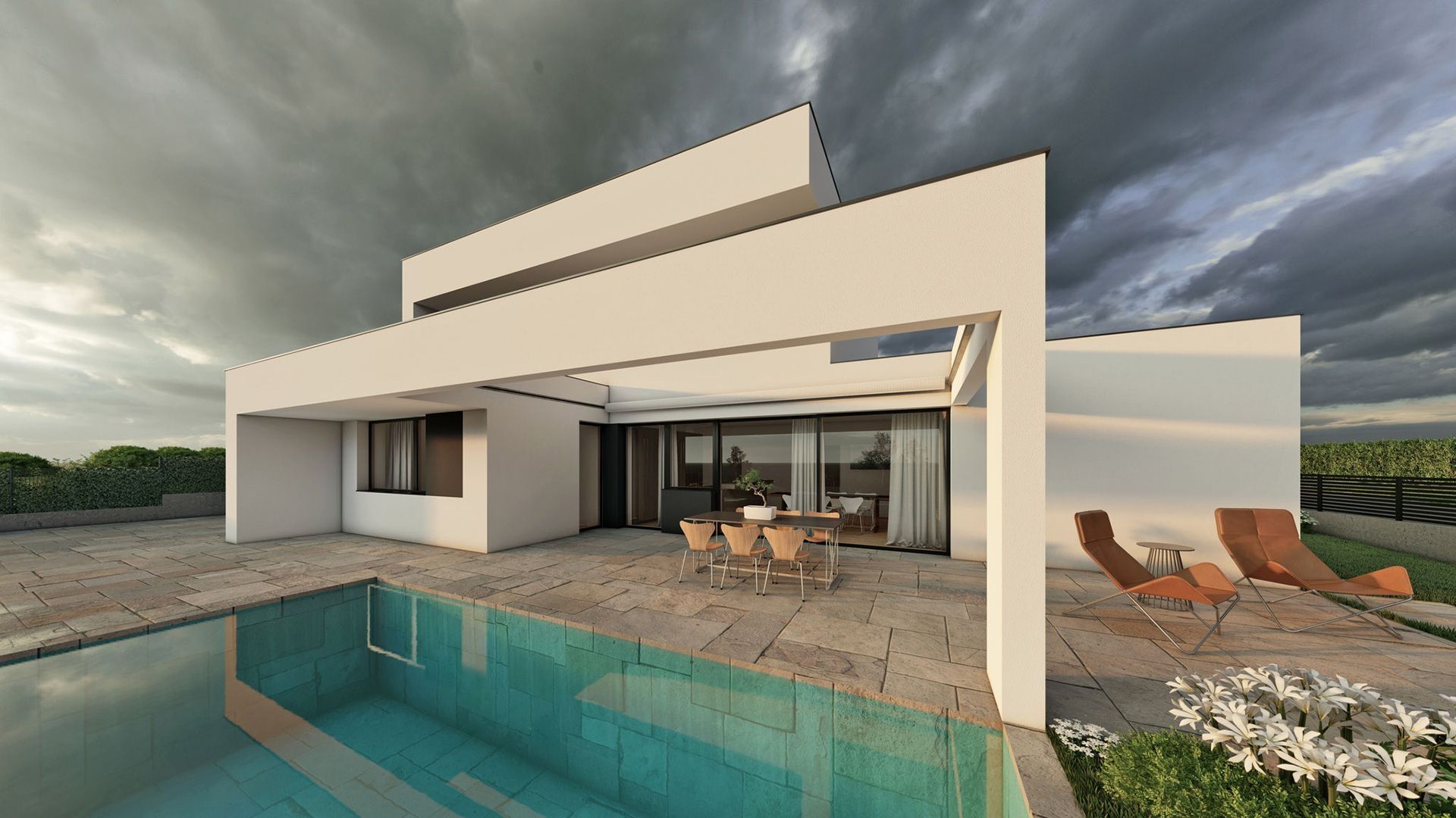 Moderne Villa mit Pool und überdachter Terrasse