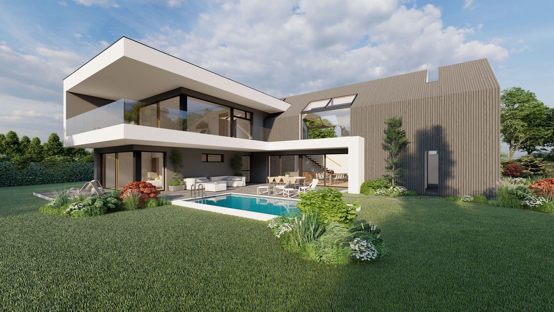 Moderne Villa mit Pool und überdachter Terrasse