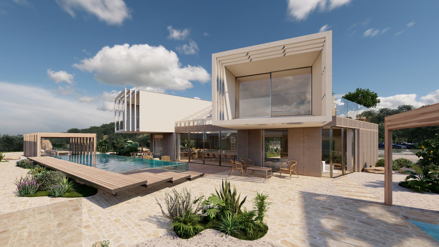 Modernes Ferienhaus in Griechenland mit Pool und Terrasse